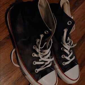 Black high top converse (silky like material)
